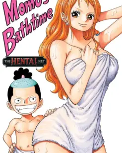 Momo no banho com à Nami